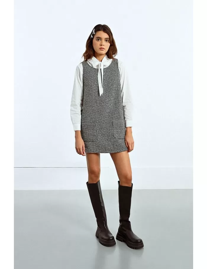 Robe droite en tweed