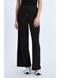 Jogger pants studded with rhinestones