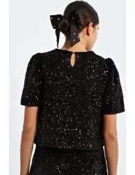 T-shirt crop à sequins