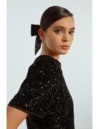 T-shirt crop à sequins