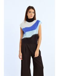 Pull sans manches en maille brossée