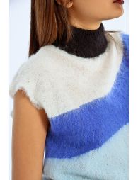 Pull sans manches en maille brossée