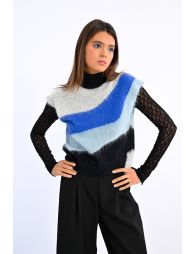 Pull sans manches en maille brossée