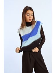 Pull sans manches en maille brossée