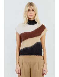 Pull sans manches en maille brossée