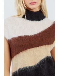 Pull sans manches en maille brossée
