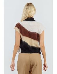Pull sans manches en maille brossée