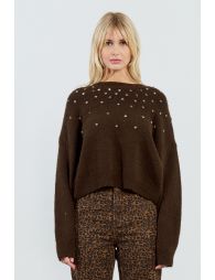 Studded knit sweater