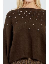 Studded knit sweater