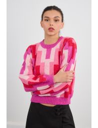 Jerseyde manga larga estampado geométrico