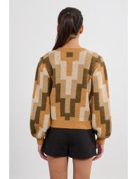 Jerseyde manga larga estampado geométrico