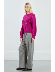 Pull fleurs et sequins