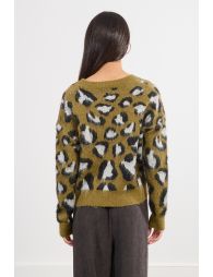 V-neck sweater, leopard