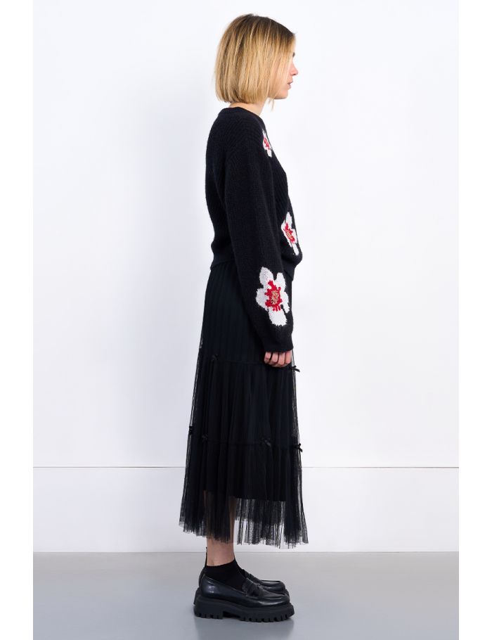 Pull en maille, motif fleurs