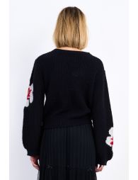 Pull en maille, motif fleurs