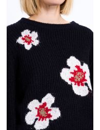 Pull en maille, motif fleurs