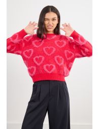 Sweater with textured heart pattern
