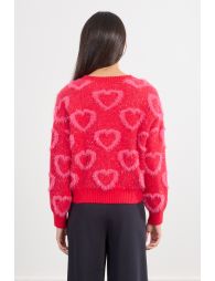 Sweater with textured heart pattern