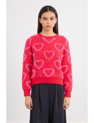Sweater with textured heart pattern