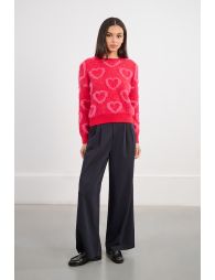 Sweater with textured heart pattern