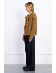 Cardigan en maille, col à nouer