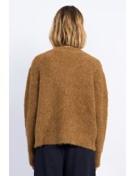 Knitted cardigan, tie collar