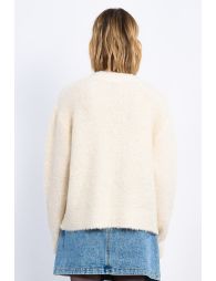 Knitted cardigan, tie collar