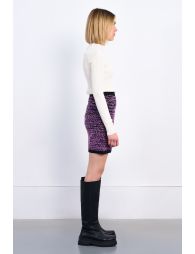Short knitted skirt, tweed effect