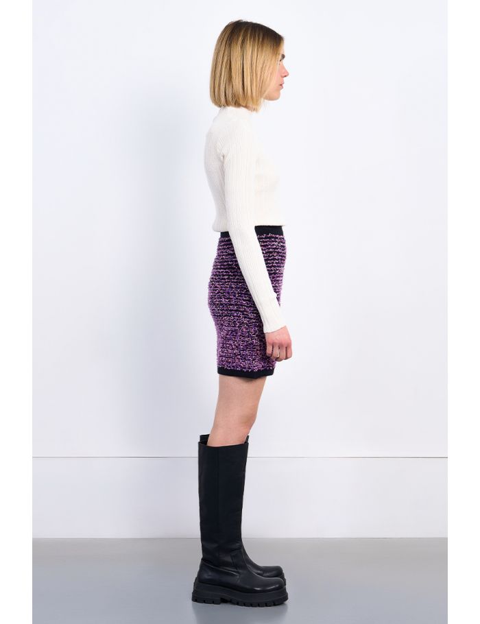 Short knitted skirt, tweed effect