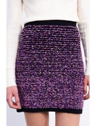 Short knitted skirt, tweed effect