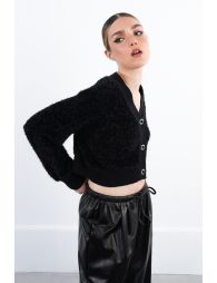 Textured knit cropped cardigan