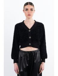 Textured knit cropped cardigan