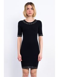 Fitted knit dress with sequin insert