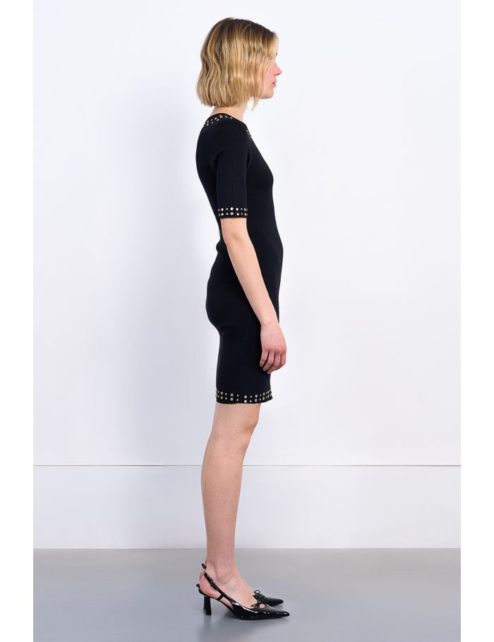 Fitted knit dress with sequin insert
