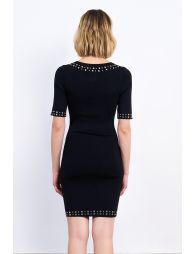 Fitted knit dress with sequin insert