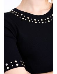 Fitted knit dress with sequin insert