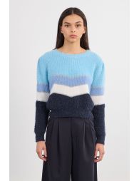 Striped sweater with shoulder pads