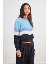 Striped sweater with shoulder pads