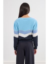 Striped sweater with shoulder pads