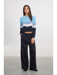 Striped sweater with shoulder pads
