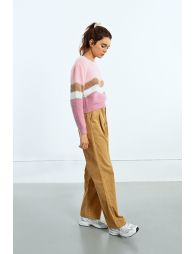 Striped sweater with shoulder pads