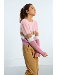 Striped sweater with shoulder pads