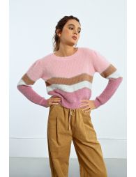 Striped sweater with shoulder pads
