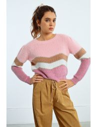 Striped sweater with shoulder pads