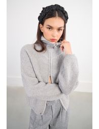 Chaquetade manga larga en punto mezclado