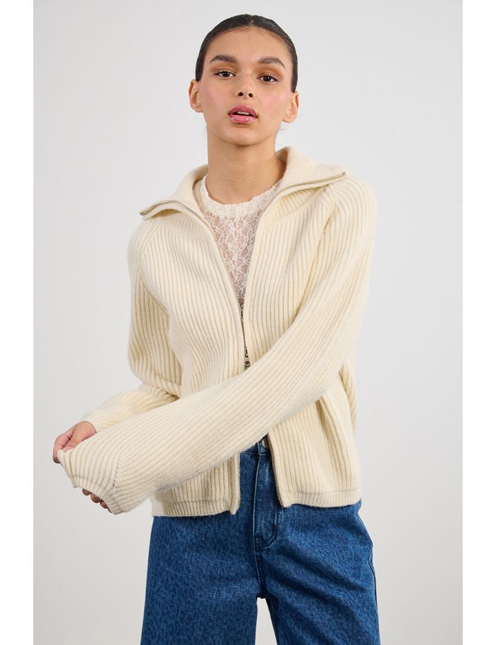 Gilet zippé, col camionneur