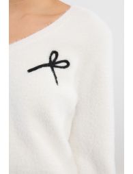 Jerseyde manga larga abullonada estampado lazo