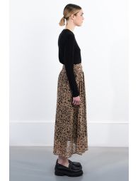 Long leopard voile skirt