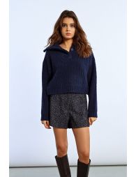 Jerseyde manga larga con cuello solapa