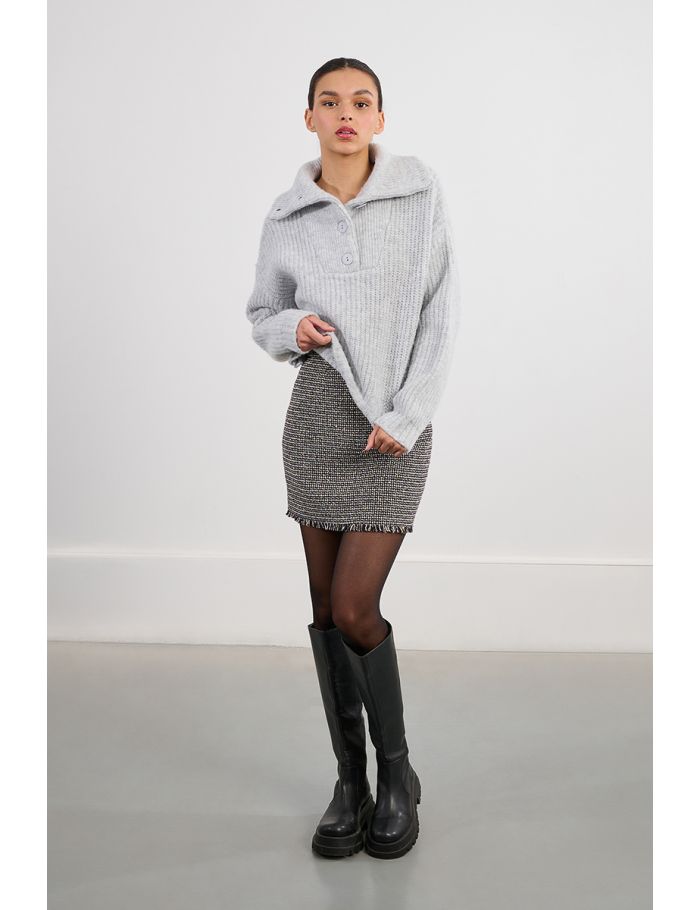 Buttoned trucker sweater